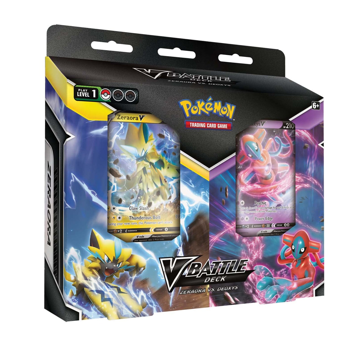 Pokémon trading card game packaging with two cards displayed on a white background