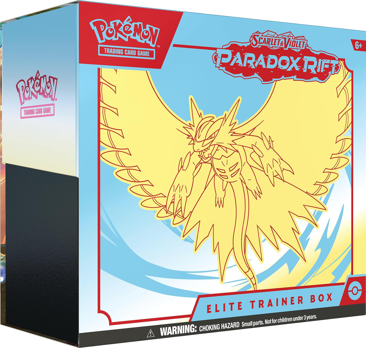 Pokémon Scarlet & Violet Paradox Rift Elite Trainer Box packaging with a Pokémon logo.