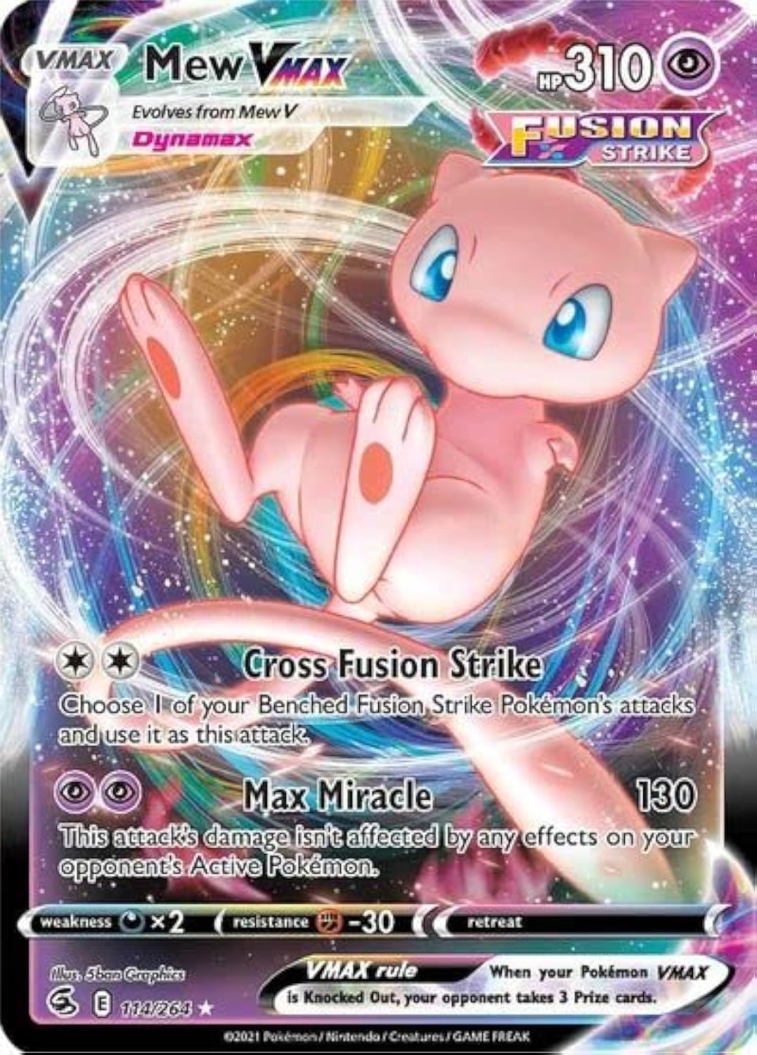 Pokémon Mew VMAX 114/264 Ultra Rare Sword & Shield Fusion Strike - Poké Deal Cove